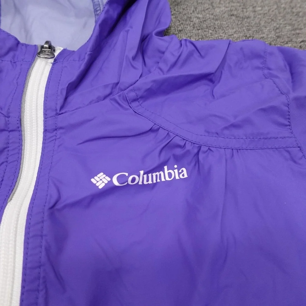 Columbia Jacket Youth Medium 10-12 Purple Hooded Lightweight Windbreaker Rain
